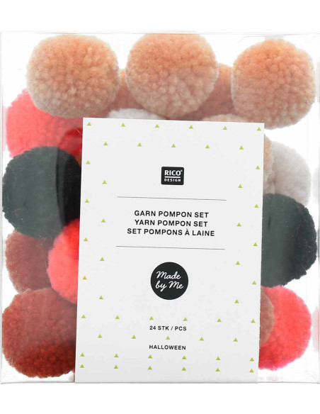 Set of 24 wool pom-poms - Halloween