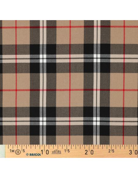 Scottish tartan fabrics - Camel and black