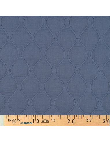 Quilted double gauze fabric - Denim blue