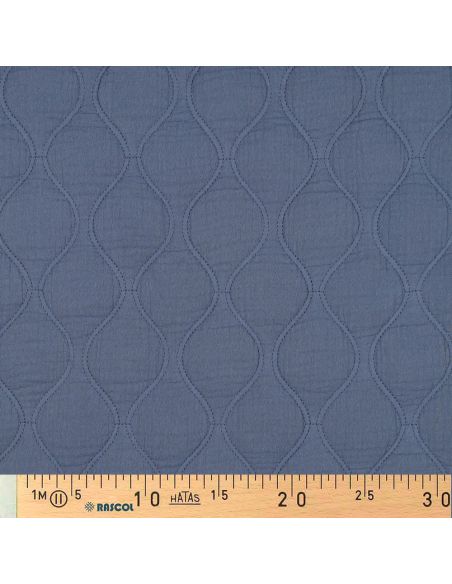 Quilted double gauze fabric - Denim blue