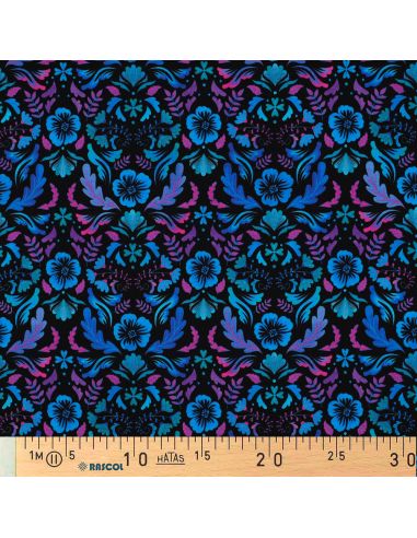 Clara printed jersey fabric - Black background