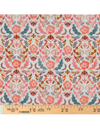 Clara printed jersey fabric - White background