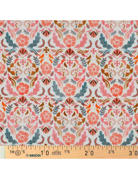 Clara printed jersey fabric - White background