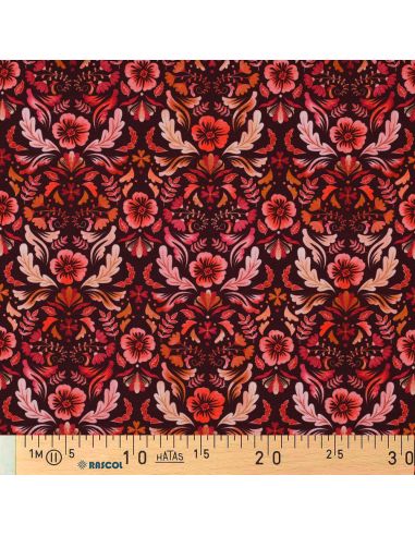 Clara printed jersey fabric - Red background