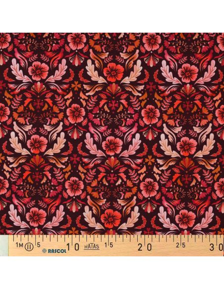 Clara printed jersey fabric - Red background