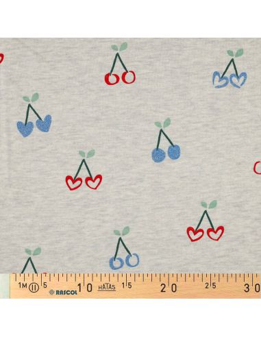 Glitter cherry mixed sweatshirt fabric - Ecru