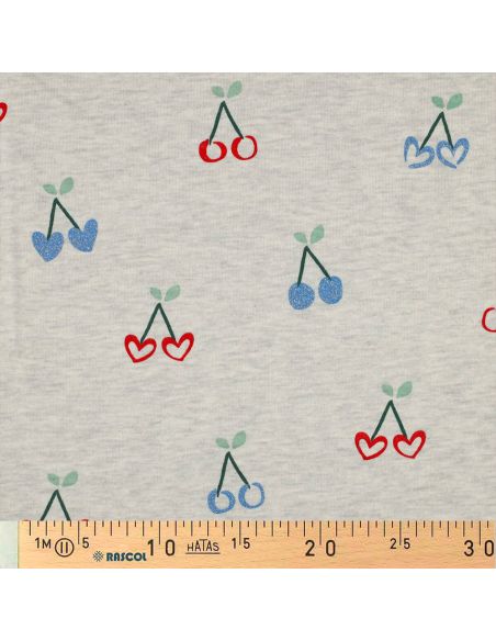 Glitter cherry mixed sweatshirt fabric - Ecru