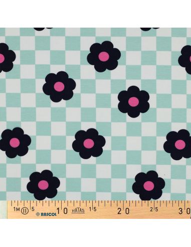 Light floral sweatshirt fabric - Green