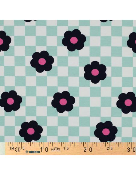 Light floral sweatshirt fabric - Green