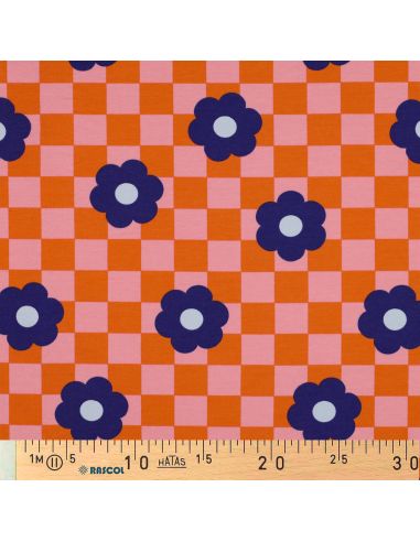 Light floral sweatshirt fabric - Orange