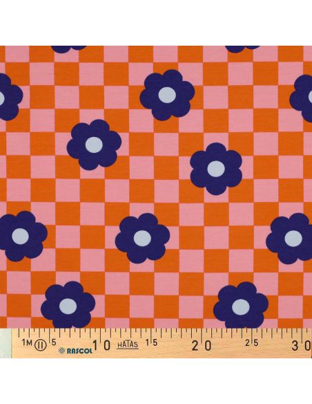 Light floral sweatshirt fabric - Orange
