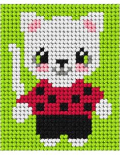 Children's canvas kit - Little cat with a sweater