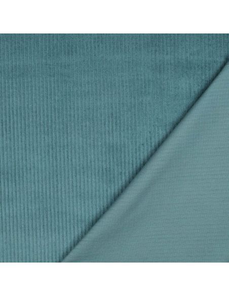 Light petrol blue cotton corduroy fabric