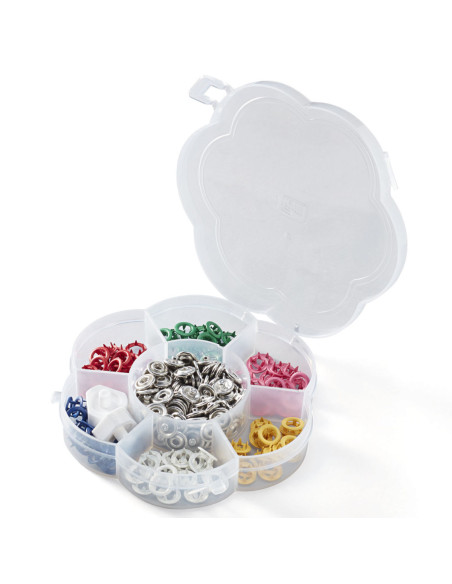 Box of 60 jersey snap buttons with 8 mm tool