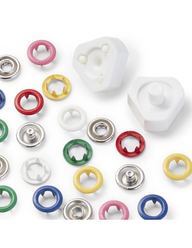 Box of 60 jersey snap buttons with 8 mm tool