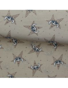 Lilo & Stitch Jersey Fabric - Beige Stars