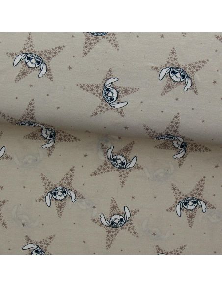Lilo & Stitch Jersey Fabric - Beige Stars