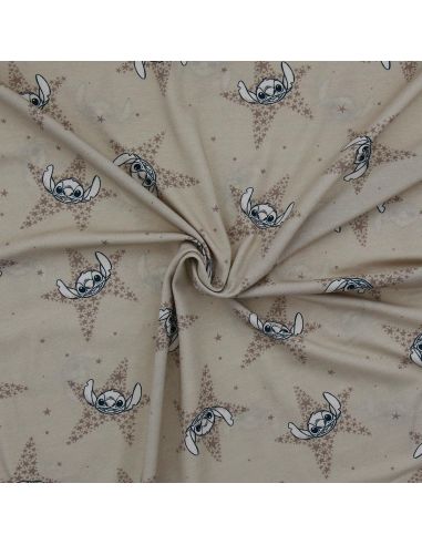 Lilo & Stitch Jersey Fabric - Beige Stars