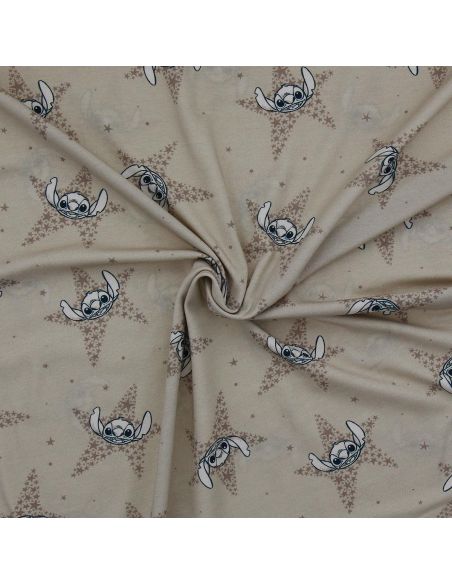 Lilo & Stitch Jersey Fabric - Beige Stars