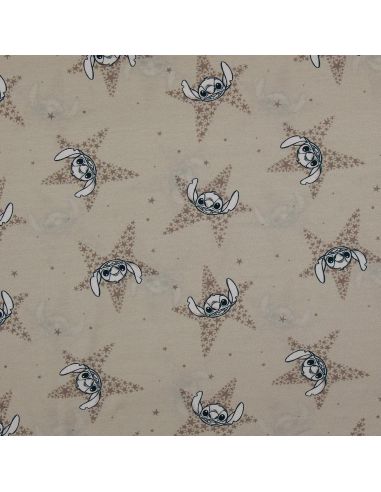 Lilo & Stitch Jersey Fabric - Beige Stars