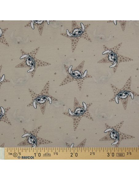 Lilo & Stitch Jersey Fabric - Beige Stars