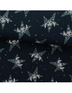 Lilo & Stitch Jersey Fabric - Navy Blue Stars