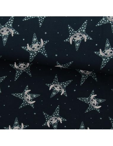 Lilo & Stitch Jersey Fabric - Navy Blue Stars