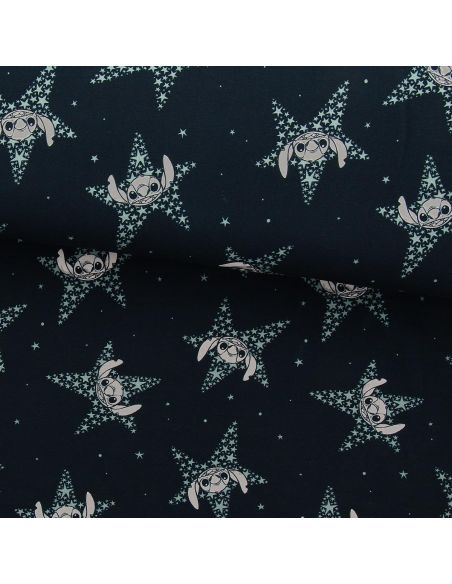 Lilo & Stitch Jersey Fabric - Navy Blue Stars