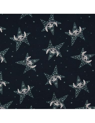 Lilo & Stitch Jersey Fabric - Navy Blue Stars