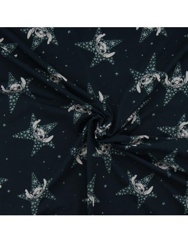 Lilo & Stitch Jersey Fabric - Navy Blue Stars