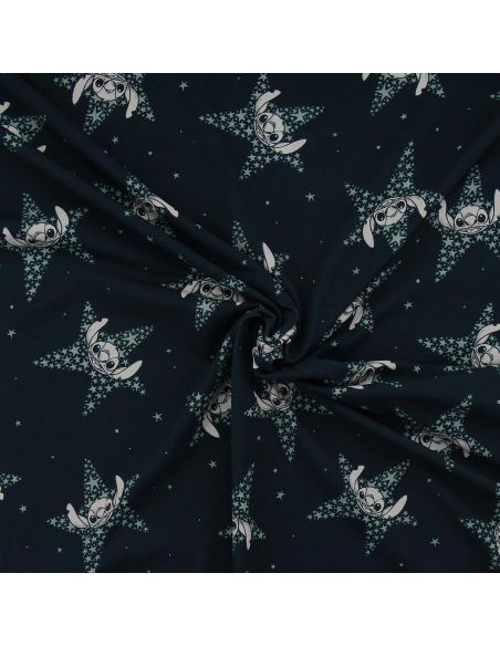 Lilo & Stitch Jersey Fabric - Navy Blue Stars