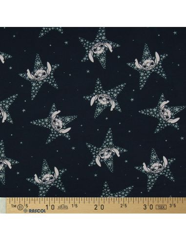 Lilo & Stitch Jersey Fabric - Navy Blue Stars
