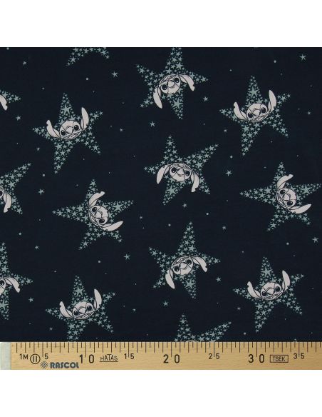 Lilo & Stitch Jersey Fabric - Navy Blue Stars