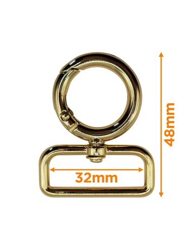 Round swivel snap hook - Gold 32 x 20 mm