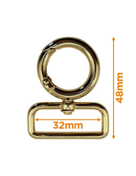 Round swivel snap hook - Gold 32 x 20 mm