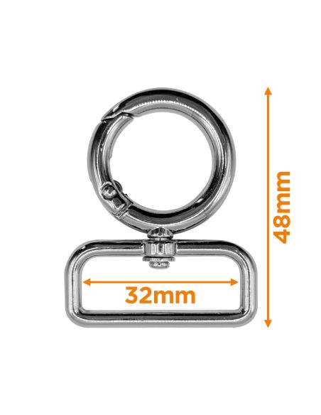Round swivel snap hook - Silver 32 x 20 mm