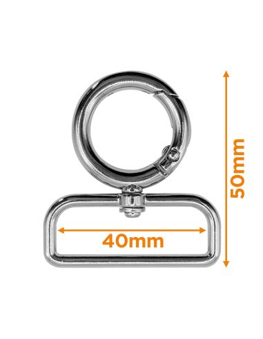 Round swivel snap hook - Silver 40 x 20 mm
