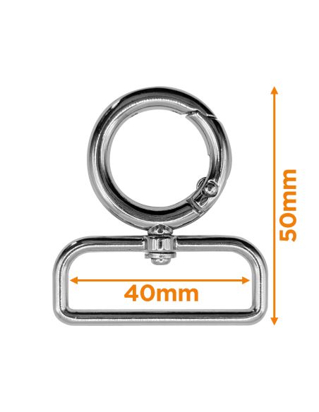 Round swivel snap hook - Silver 40 x 20 mm
