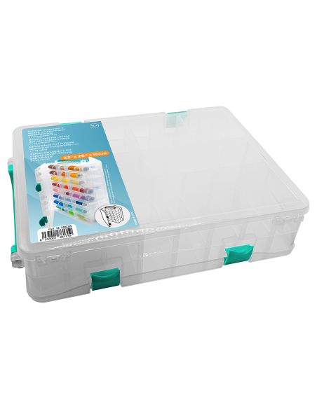 Double-sided storage box with 48 compartments