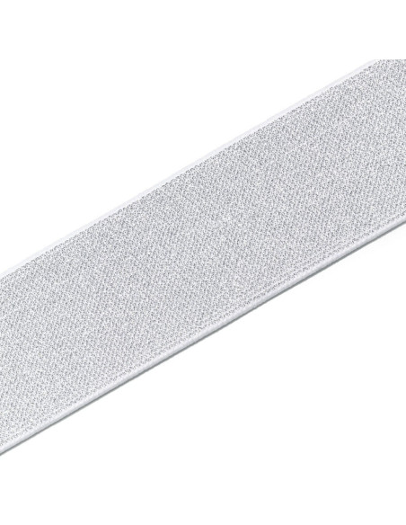Elastic band, white and silver, 50 mm