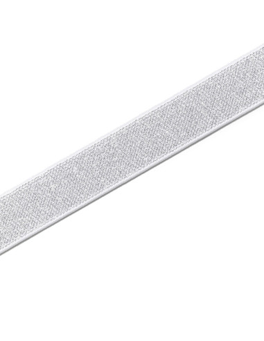 Elastic band, white and silver, 25 mm