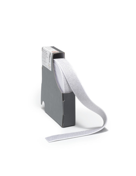Elastic band, white and silver, 25 mm