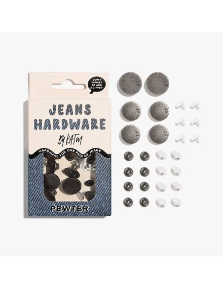 Jeans button and rivet kit - Pewter