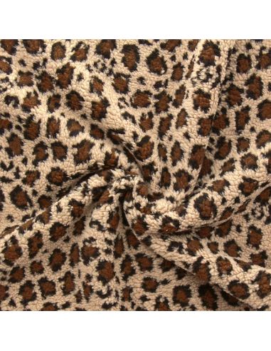 Leopard Teddy Fabric - Dark Beige