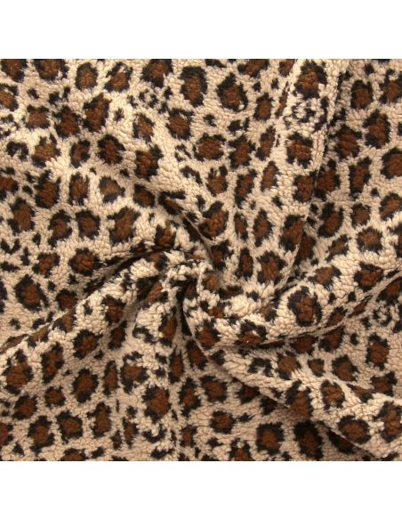 Leopard Teddy Fabric - Dark Beige