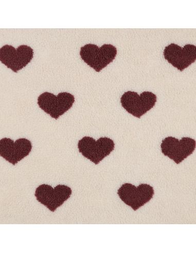 Teddy fur fabric - Red hearts