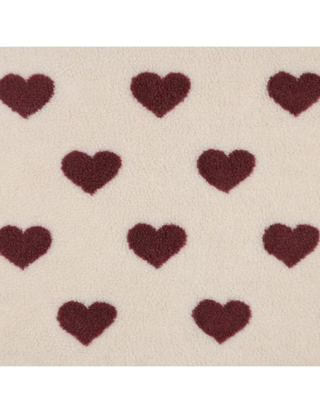 Teddy fur fabric - Red hearts