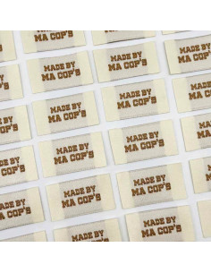 Set of 5 woven sew-on labels Made by ma cop's - Ecru