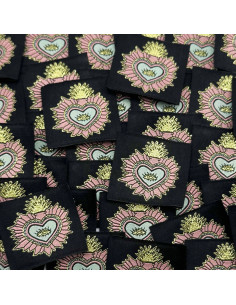Set of 5 woven sew-on labels Ex Voto - Black