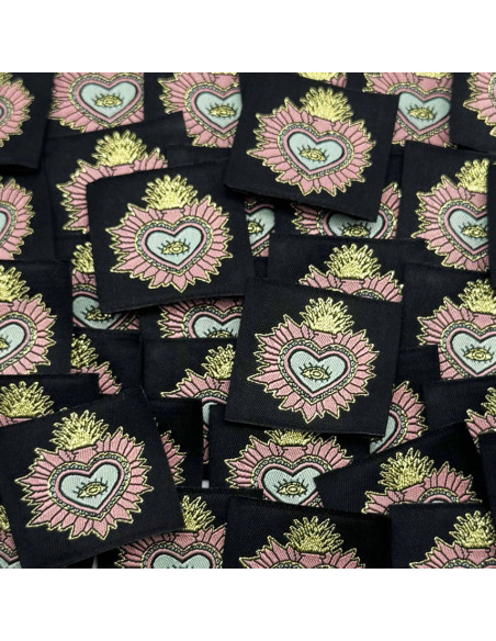 Set of 5 woven sew-on labels Ex Voto - Black